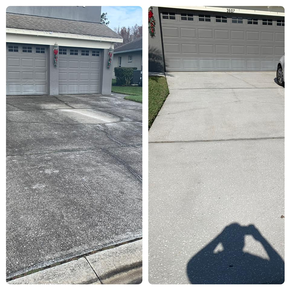 a two garages with a car in front of it